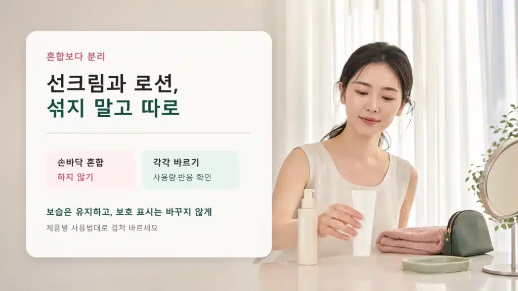 선크림과 로션을 섞지 않고 순서대로 바르는 아침 피부 관리