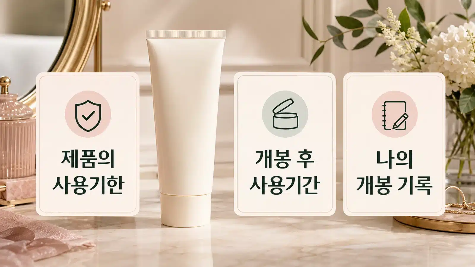제품 사용기한과 개봉 후 기간, 개인의 개봉 기록을 구분한 설명도