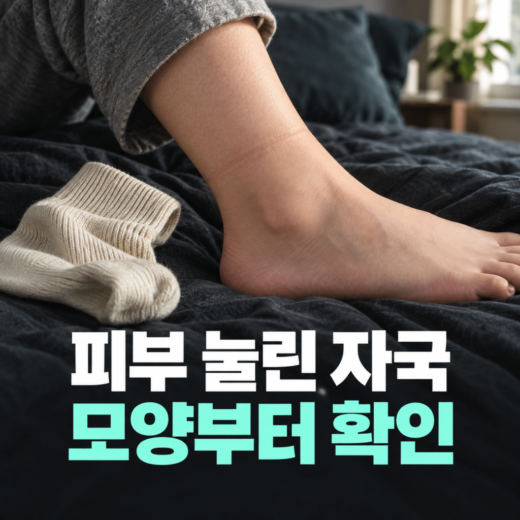 양말을 벗은 발목에 남은 옅은 자국