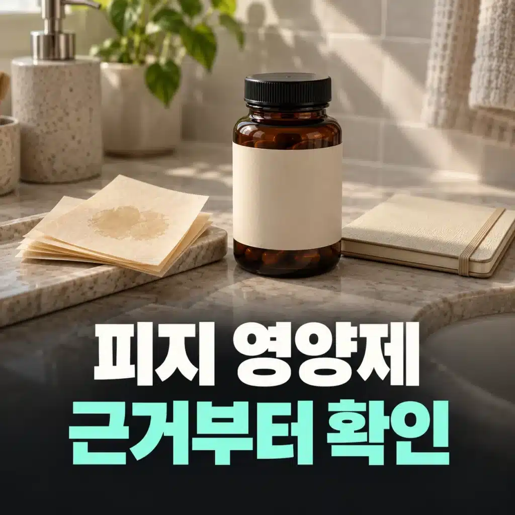 기름종이와 무표기 영양제 병, 메모장